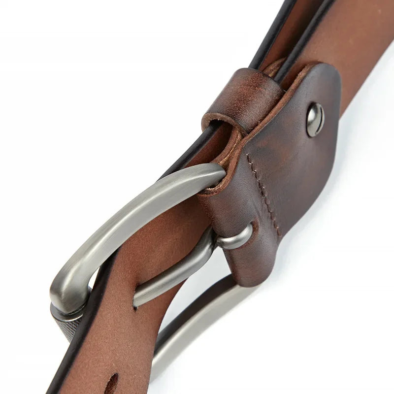 Ceinture homme en cuir véritable boucle ardillon vintage, modèle Fabrizio