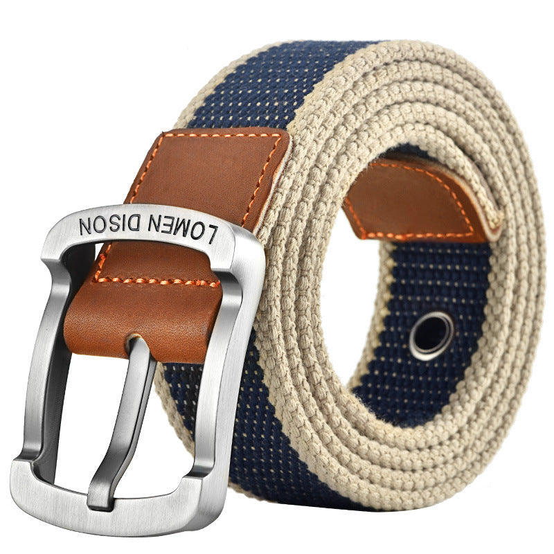 Ceinture homme en toile tressée bicolore, modèle Ringo