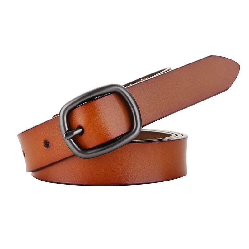 Ceinture en cuir lisse pour femme à boucle simple, modèle Anni