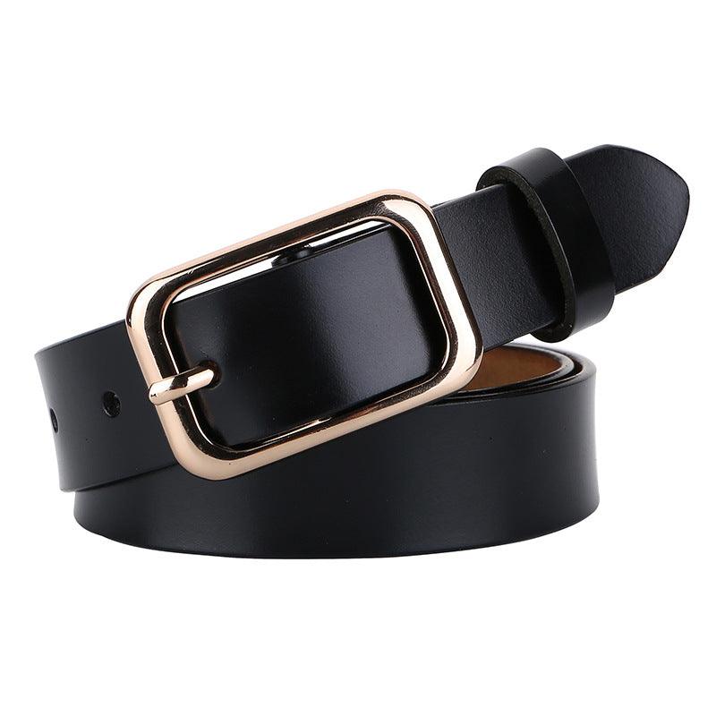Ceinture en cuir lisse pour femme à boucle simple, modèle Leona