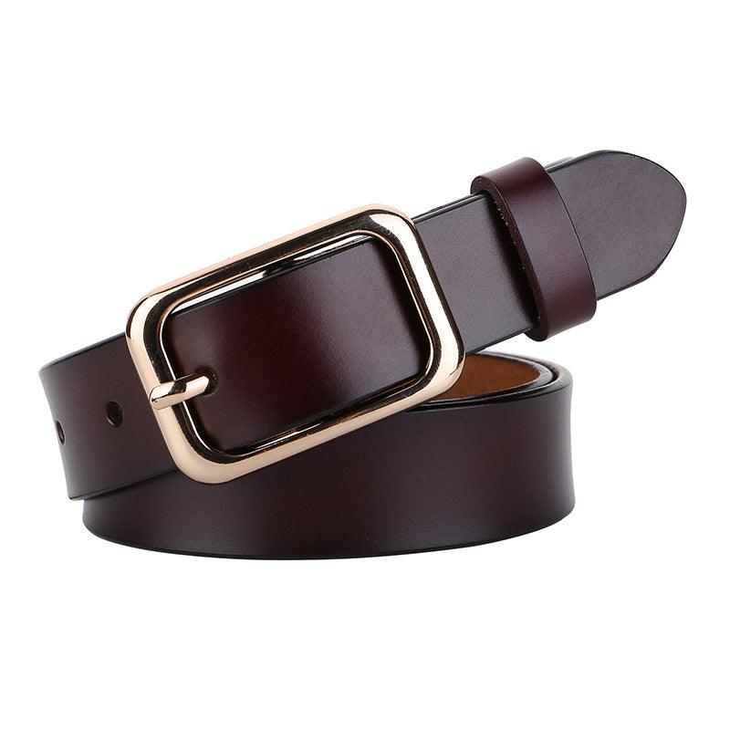 Ceinture en cuir lisse pour femme à boucle simple, modèle Leona