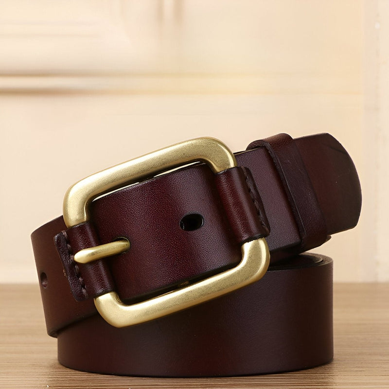 Ceinture en cuir pour homme, boucle laiton hypoallergénique, modèle Rémi