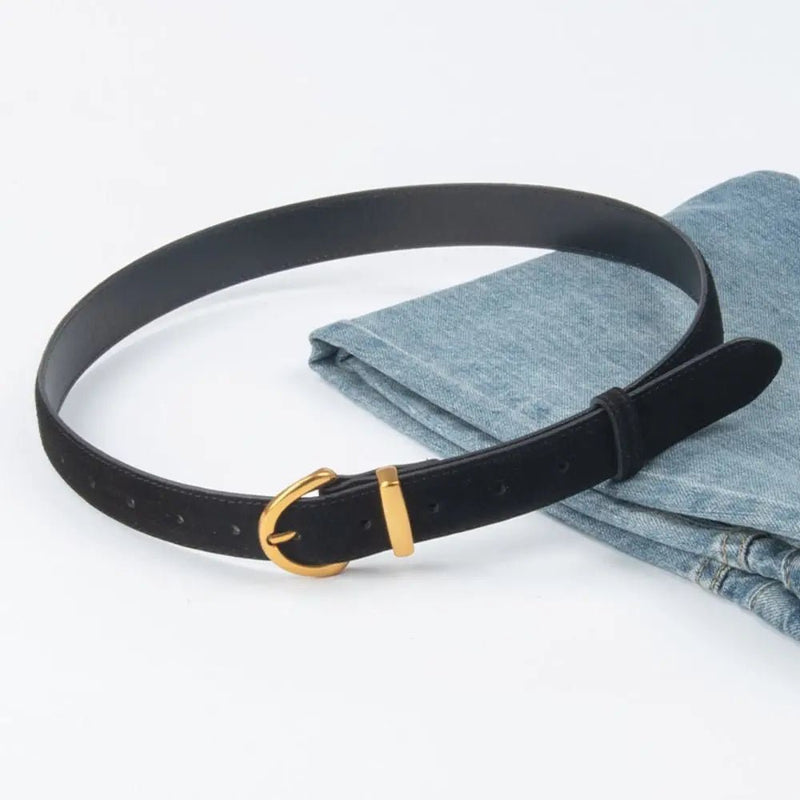 Ceinture en Cuir Suédé Boucle Dorée , modèle Marinella