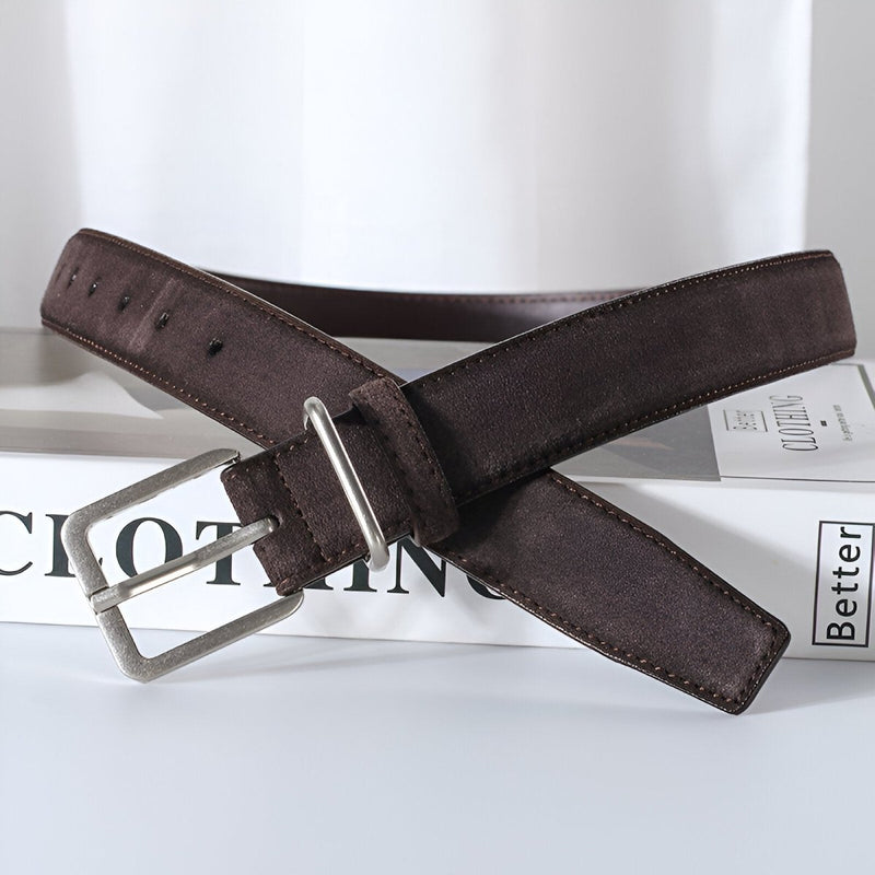 Ceinture en cuir véritable suédé, au style populaire, mixte, modèle Taskan