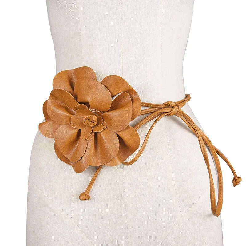 Ceinture fine à nouer avec fleur décorative, modèle Flora - La Boutique de la Ceinture