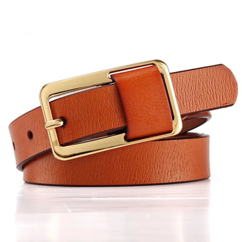 Ceinture fine colorée boucle rectangulaire dorée, modèle Bianca