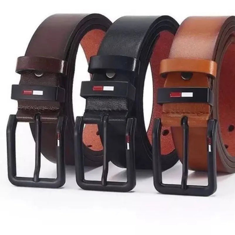 Ceinture Homme Cuir Large 3,8 cm Boucle Noire Mate