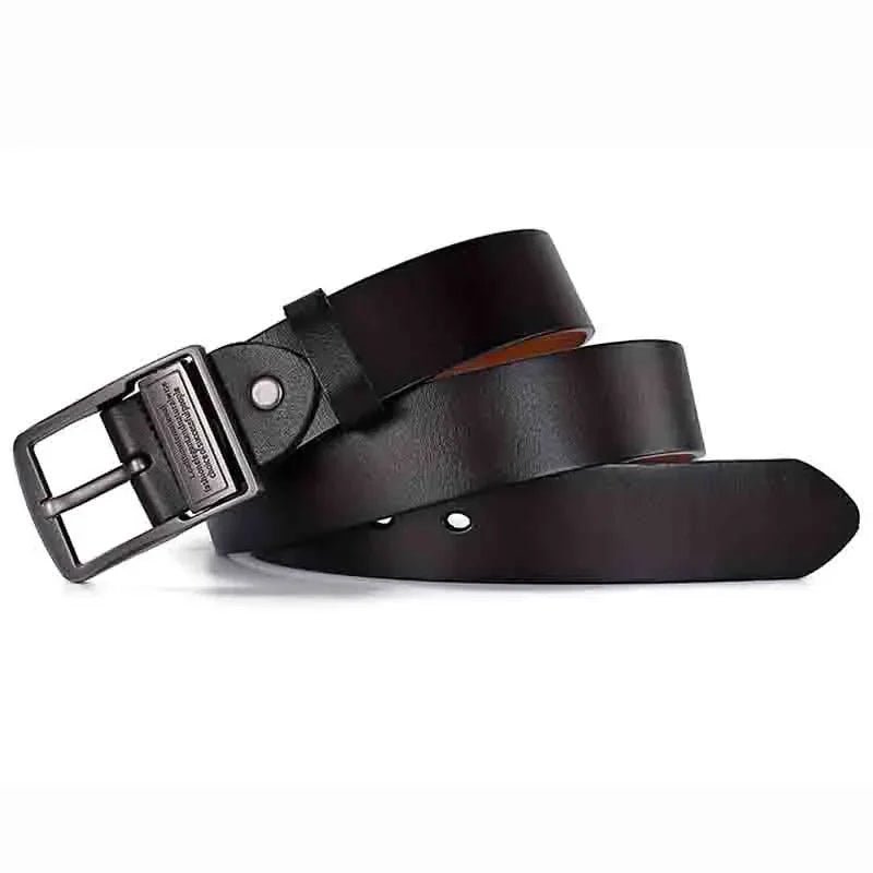 Ceinture Homme Cuir Noir Boucle Métal Signature - La Boutique de la Ceinture
