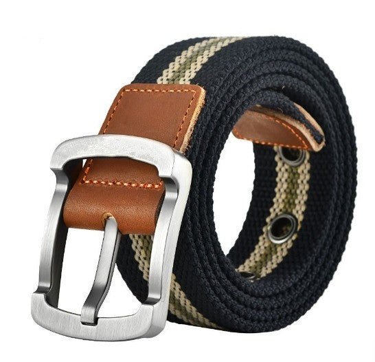 Ceinture homme en toile tressée bicolore, modèle Ringo - La Boutique de la Ceinture