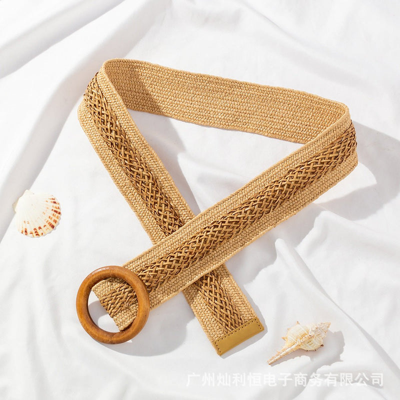 Ceinture large en raphia, modèle Jalissa