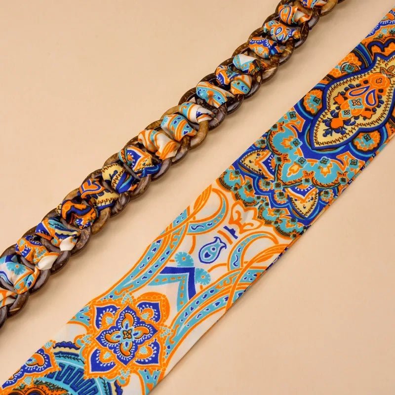 Ceinture tressée femme avec foulard noué , modèle Martiella