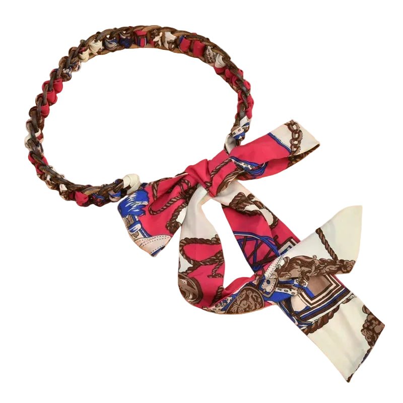 Ceinture tressée femme avec foulard noué , modèle Martiella