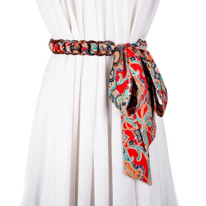 Ceinture tressée femme avec foulard noué , modèle Martiella