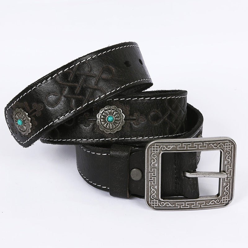 Ceinture Western en cuir, homme ou femme, modèle Daksha