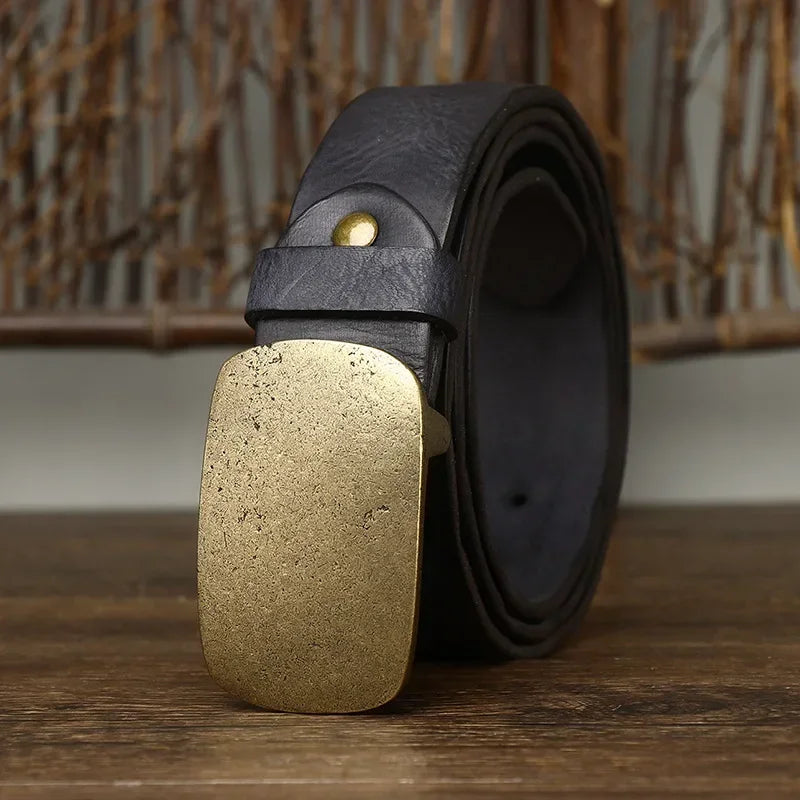 Ceinture cuir vintage boucle patinée style brut et authentique modèle Bronto