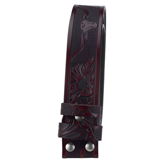 Lanière de ceinture 3.8 cm, en cuir, pour boucles interchangeables, style western, modèle Yakima - La Boutique de la Ceinture