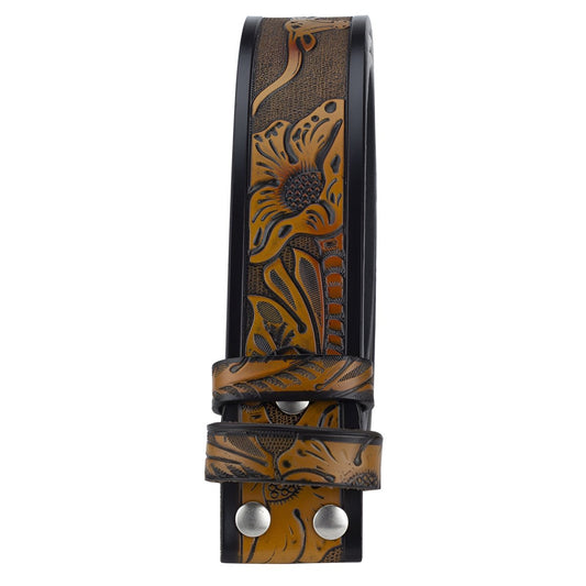Lanière de ceinture 3.8 cm, en cuir, pour boucles interchangeables, style western, modèle Yakima - La Boutique de la Ceinture