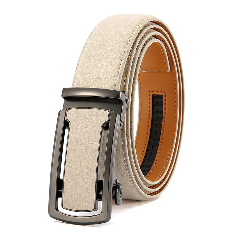 Ceinture Homme Automatique Marron Effet Daim, Modèle Nolan
