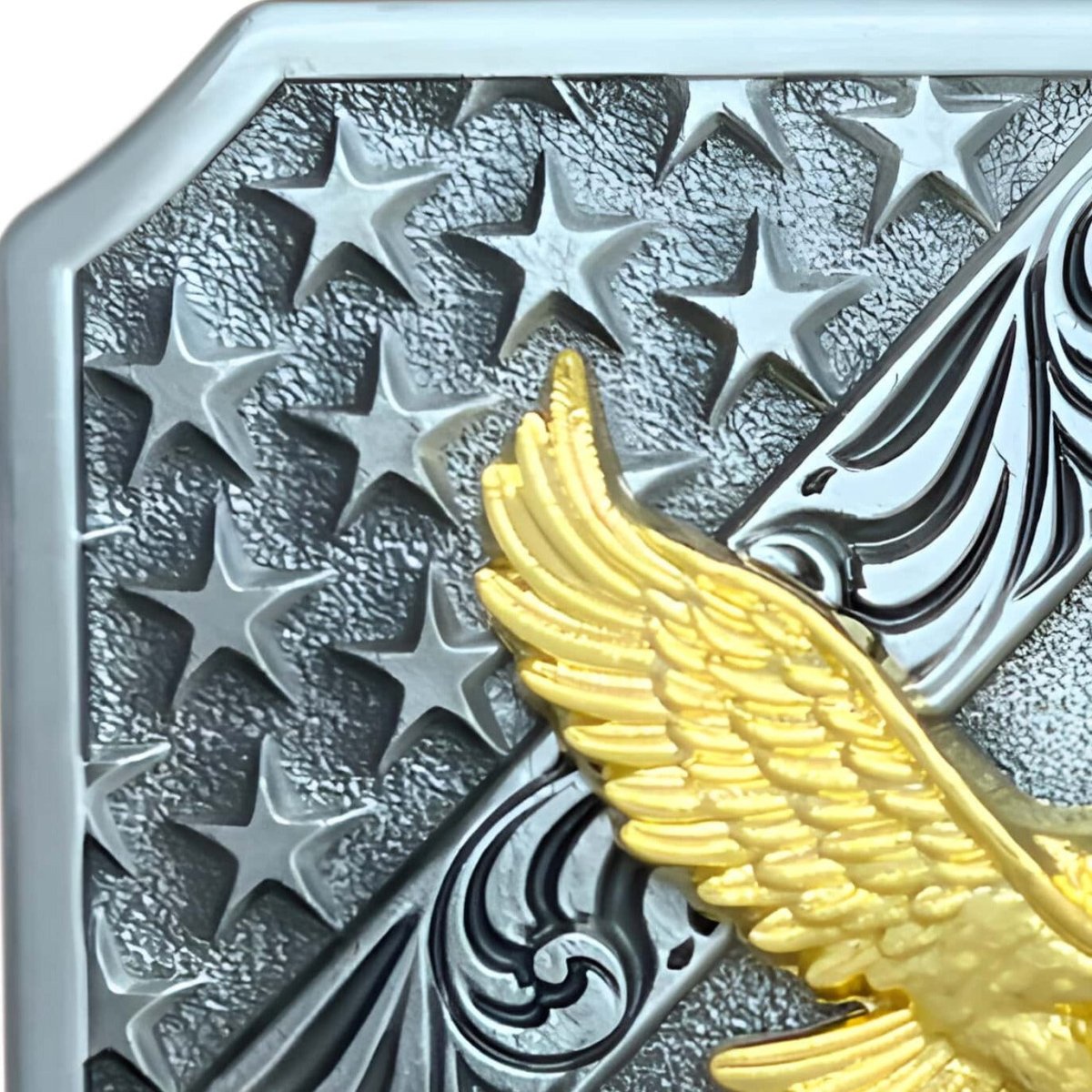 Boucle de ceinture Américaine, Aigle et drapeau, modèle Baylor - La Boutique de la Ceinture