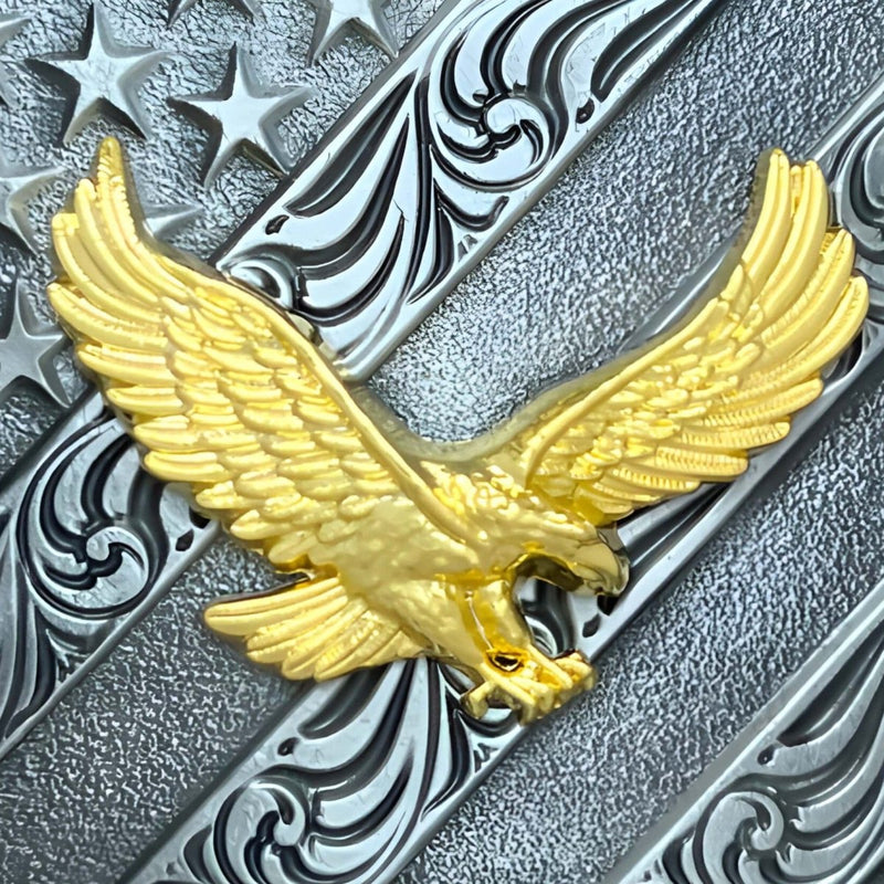 Boucle de ceinture Américaine, Aigle et drapeau, modèle Baylor