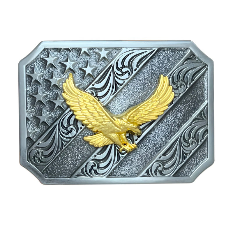 Boucle de ceinture Américaine, Aigle et drapeau, modèle Baylor