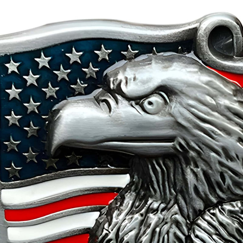 Boucle de ceinture Américaine, Aigle et drapeau, modèle Soren
