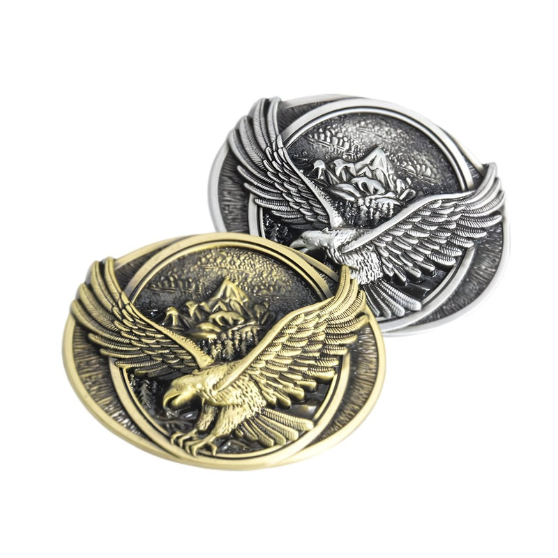 Boucle de ceinture Américaine, aigle survolant une montagne, modèle Tyson