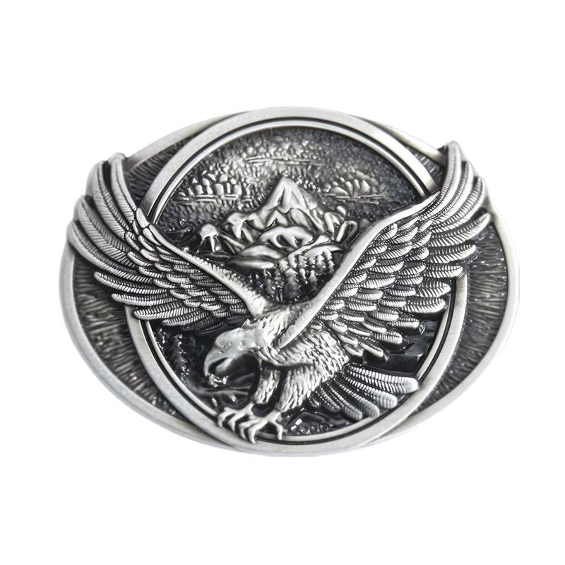 Boucle de ceinture Américaine, aigle survolant une montagne, modèle Tyson
