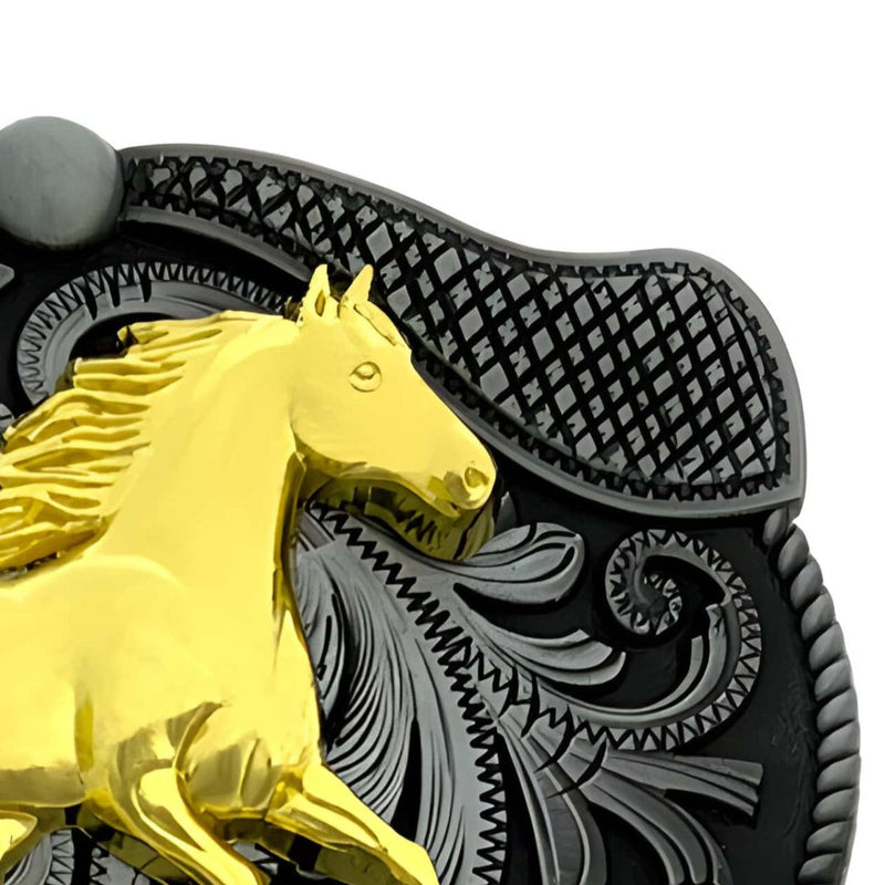 Boucle de ceinture Animal, cheval doré, modèle Benjamin
