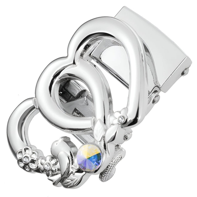 Boucle de ceinture automatique, à strass, motif cœurs et oiseau, modèle Izora