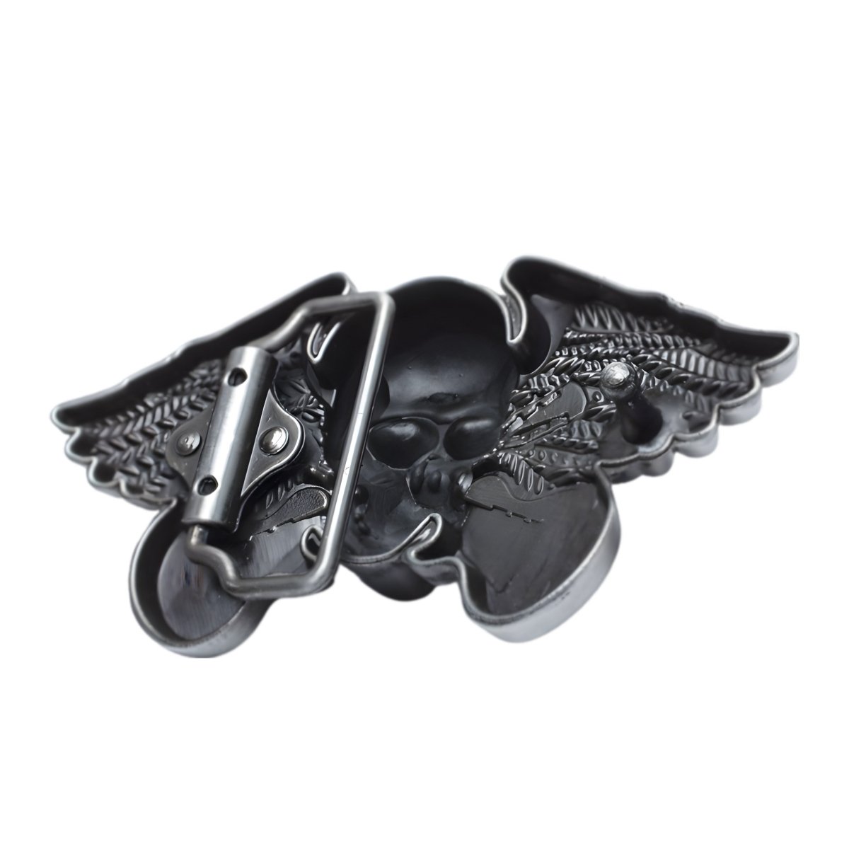 Boucle de ceinture Musique, tête de mort avec guitares, modèle Andy - La Boutique de la Ceinture