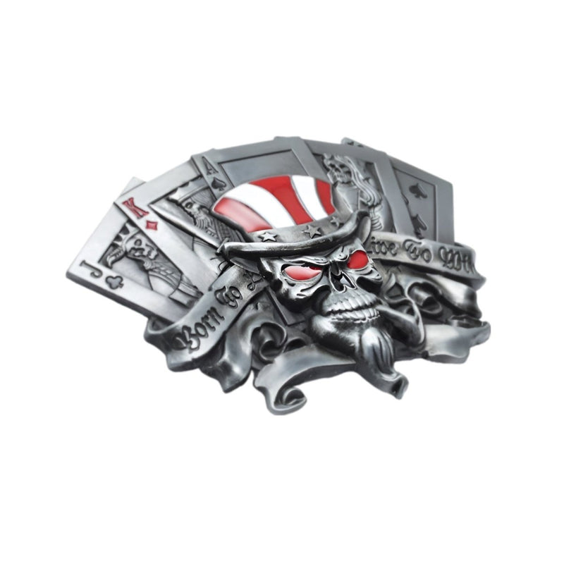 Boucle de ceinture Tête de Mort américaine sur fond de cartes, modèle Harper