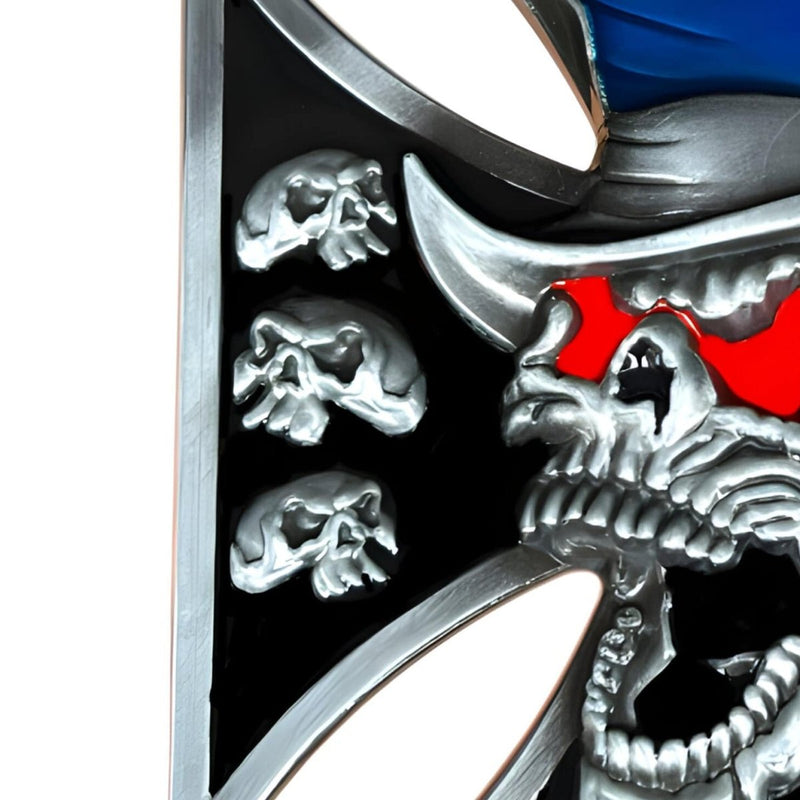 Boucle de ceinture Tête de Mort, avec chapeau, modèle Jensen