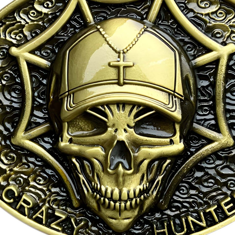 Boucle de ceinture Tête de Mort, Crazy Hunter, modèle Ezequiel