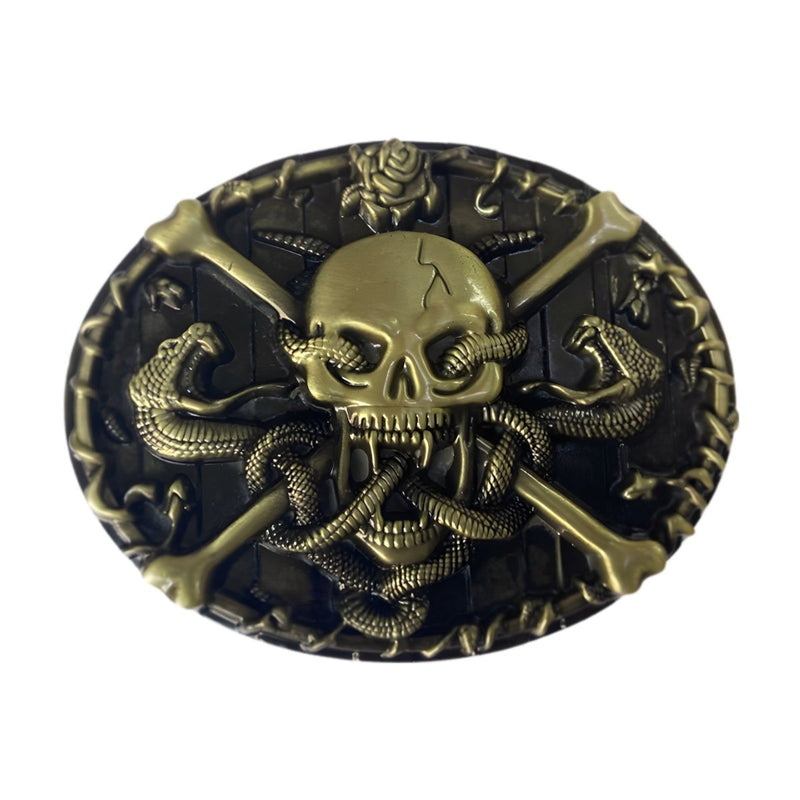 Boucle de ceinture Tête de Mort et serpents, modèle Kamar