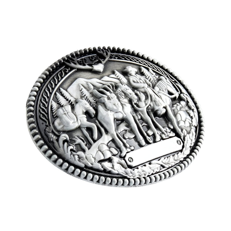 Boucle de ceinture Western, cowboy avec chevaux, modèle Cletus