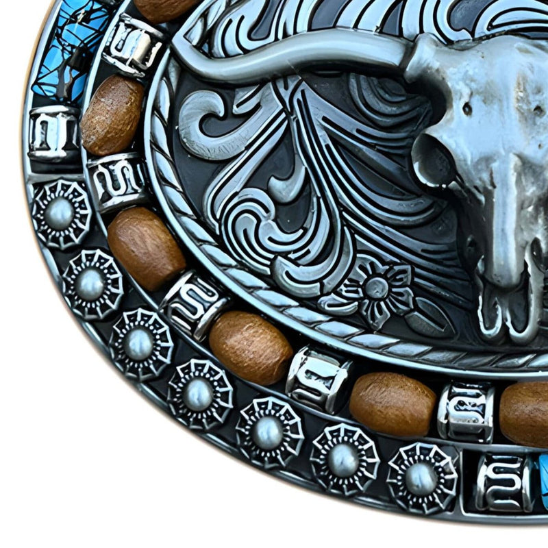 Boucle de ceinture Western, tête de longhorn, modèle Archie