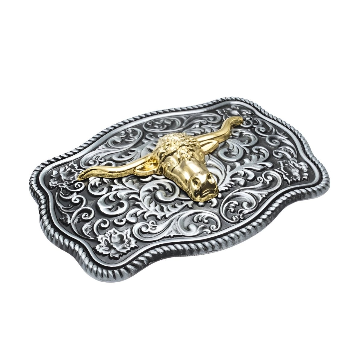 Boucle de ceinture Western, tête de taureau dorée, modèle Bryan - La Boutique de la Ceinture