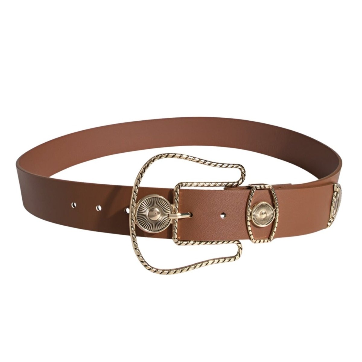 Ceinture à large boucle western dorée, modèle Wakao - La Boutique de la Ceinture