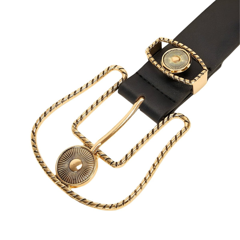 Ceinture à large boucle western dorée, modèle Wakao