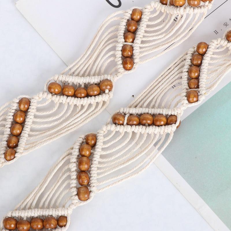 Ceinture à nouer en corde de coton ciré, avec perles, modèle Katinka