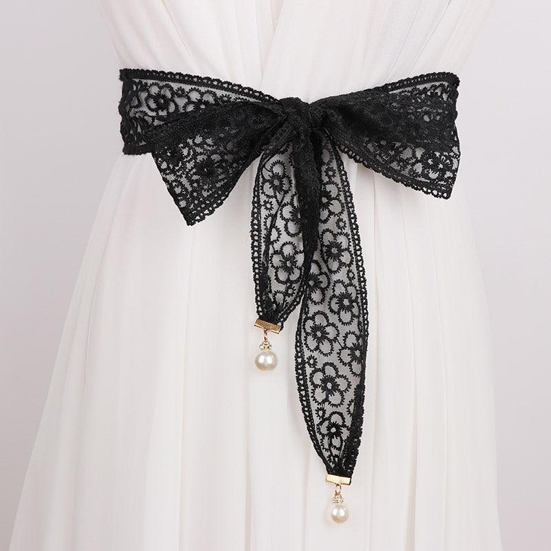 Ceinture à nouer en dentelle, modèle Laila - La Boutique de la Ceinture