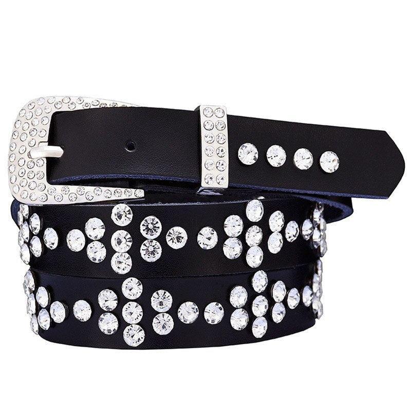 Ceinture à Strass en Cuir pour femme, modèle Filauria