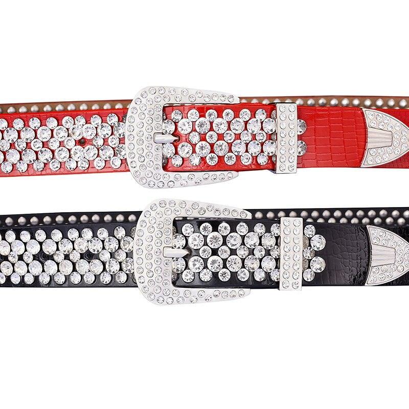 Ceinture à Strass en Cuir pour femme, modèle Syndra - La Boutique de la Ceinture