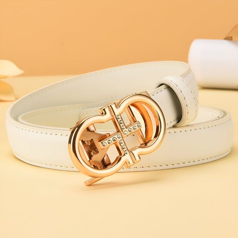 Ceinture automatique en cuir à boucle dorée oméga, modèle Sandra