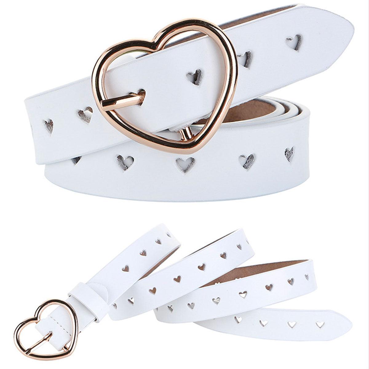 Ceinture avec boucle en coeur, en cuir ajourée, pour femme, modèle Olivia - La Boutique de la Ceinture