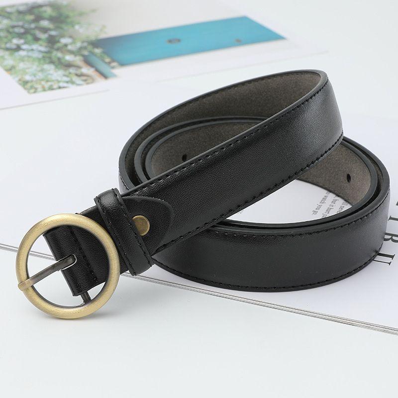 Ceinture classique pour femme à boucle ronde dorée, disponible en grande taille, modèle Odile - La Boutique de la Ceinture