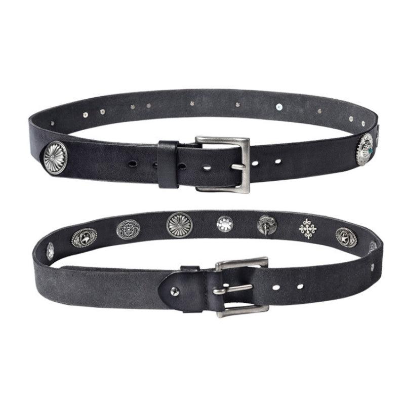 Ceinture Cloutée pour Homme cuir vieilli et décors, modèle Mauli