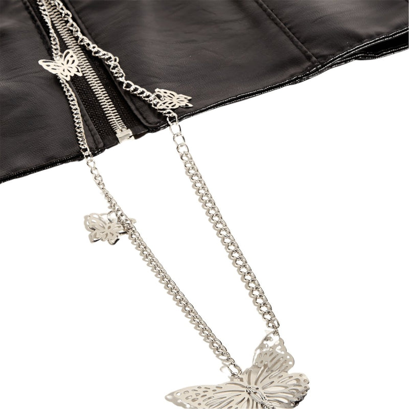 Ceinture corset à fermeture éclair avec chaînes papillons, modèle Hayes