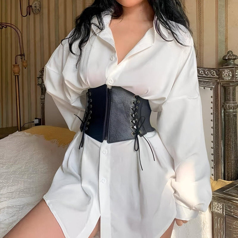 Ceinture corset à fermeture éclair et lacets sur les côtés, modèle Lexy